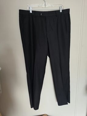 ​Lineage Mens Black Dress Pants Trousers Flat Front Formal Work Size 38R